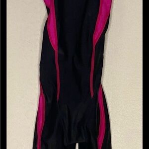 Girls pink/black Speedo Kneeskin swimsuit